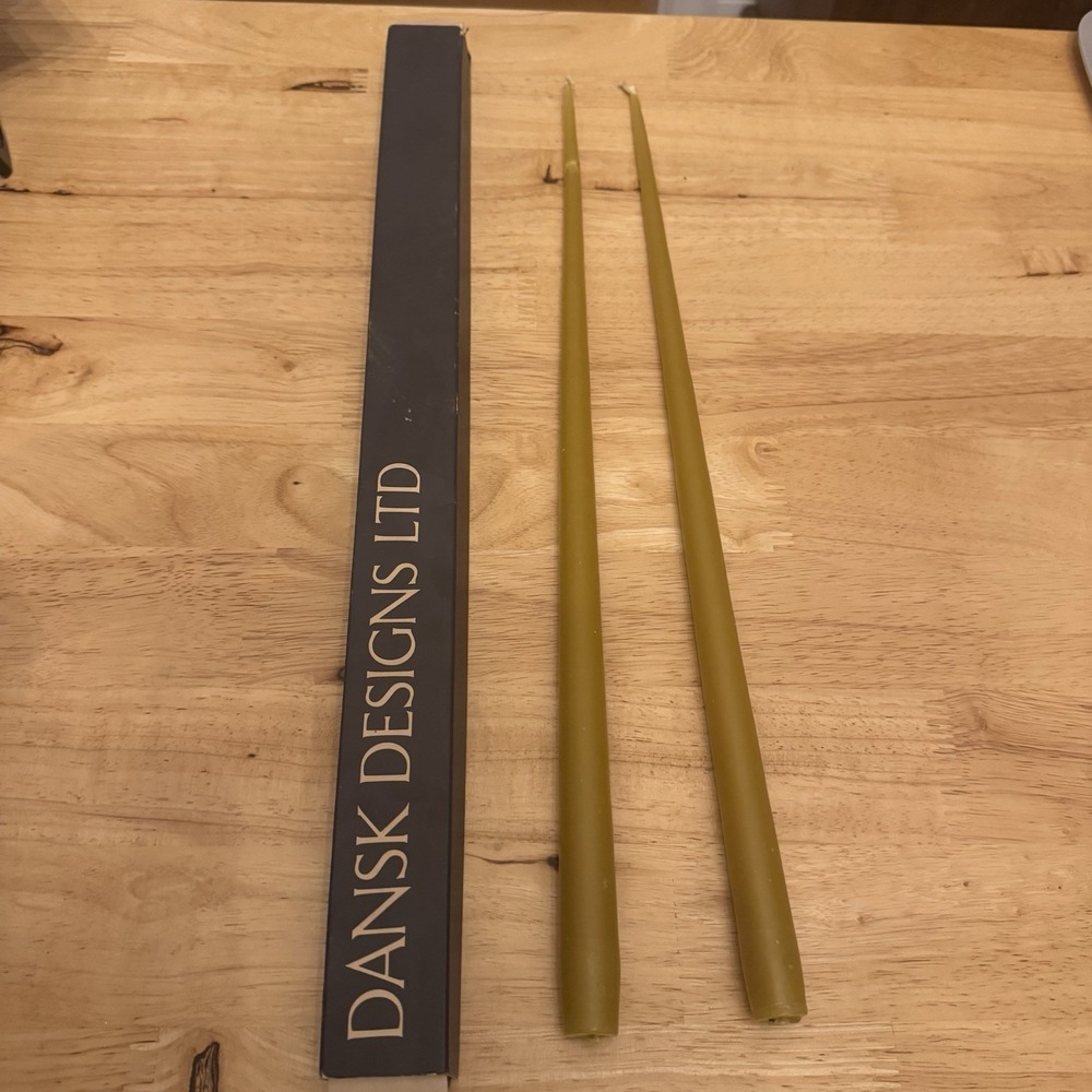 Vintage Dansk Designs 20" Butterscotch Taper‎ Candles Set of 2 Denmark NOS